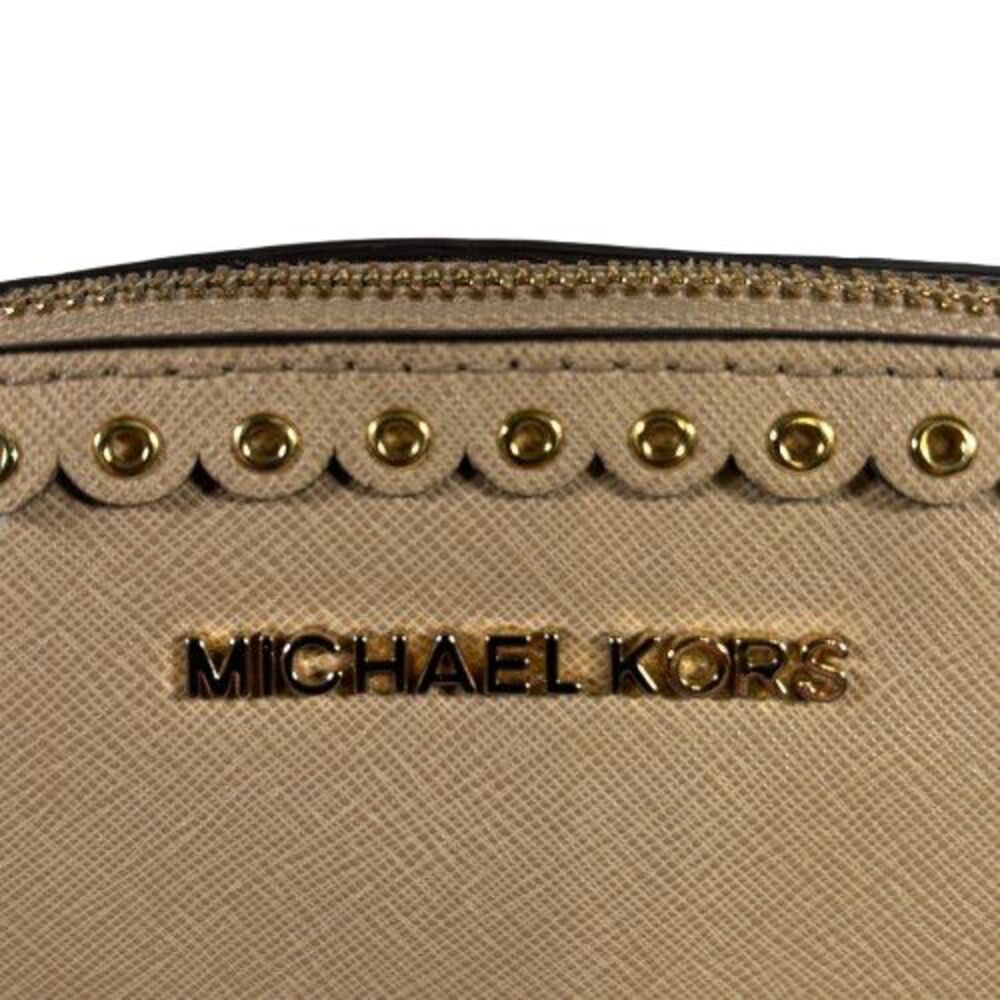 Michael Kors Jet Set Dome Crossbody Bag Beige Leather Gold Chain Stud Details - Picture 14 of 16
